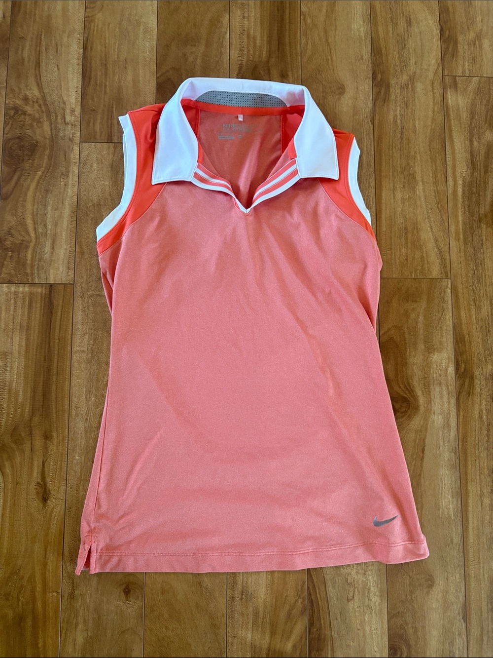 Nike Coral and White Sleeveless Polo Tank Top